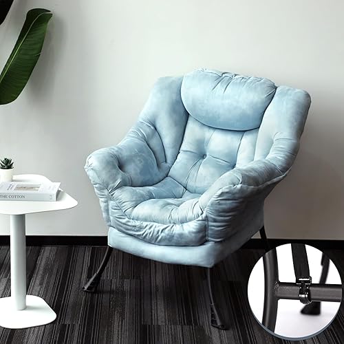 AIMEZO Fauteuil Chaise Paresseuse, Relax Chaise de Salon Contemporaine, Canapé de Loisirs avec Cadre en Métal Charge 150 kg, Bleu - Nail Gallerys