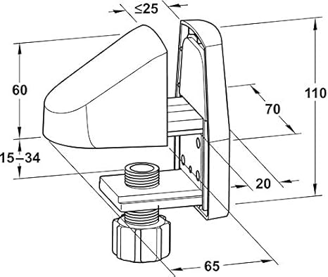 Gedotec Support de façade double pour table de bureau et de bureau | Support de façade en plastique noir | Support de façade pour épaisseur de plaque 15–34 mm | 1 pièce - Nail Gallerys