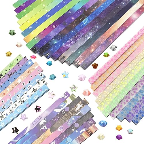 DOITEM Moon Starry Sky Pentagram Origami Stars Papier et lumineux Starry Sky Set de papier, 1880 feuilles - Nail Gallerys