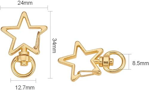WANDIC Lot de 50 mousquetons pivotants en métal en forme d'étoile pour loisirs créatifs et fabrication de bijoux - Nail Gallerys