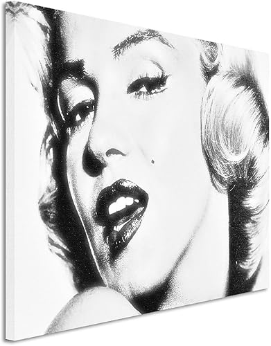 Paul Sinus Art Toile sur châssis 120 x 80 cm Marilyn Monroe Portrait Visage Noir et Blanc sur Toile comme panoramique - Nail Gallerys