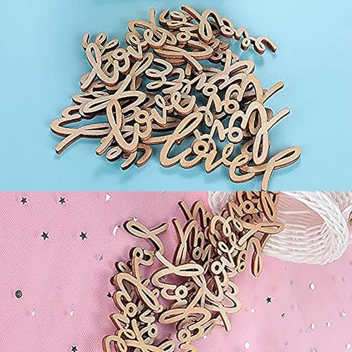 Les lettres d'amour en bois love coeur confetti décoratifs lodes lettres diy artisanat artisanment rustique mots pendants pendants artisanat lettres pour mariage 18pcs - Nail Gallerys
