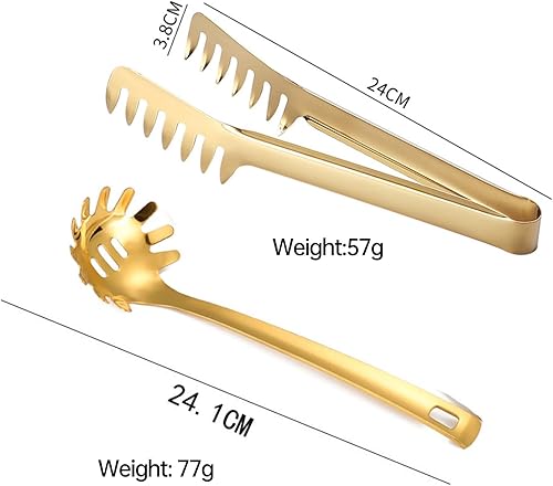 Pince Cuisine Pince Spaghetti Pince à Spaghetti a Pate Fourchettes Cuillères à Spaghetti Fourchette à Pâtes Cuillère Service à Pâtes Serveur à Spaghetti Résistant à La Chaleur En Acier (Or) - Nail Gallerys