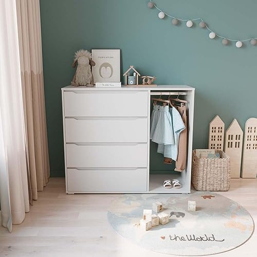 Vicco Armoire pour Enfants Ruben, Blanc, 120 x 101.9 cm avec 4 tiroirs - Nail Gallerys