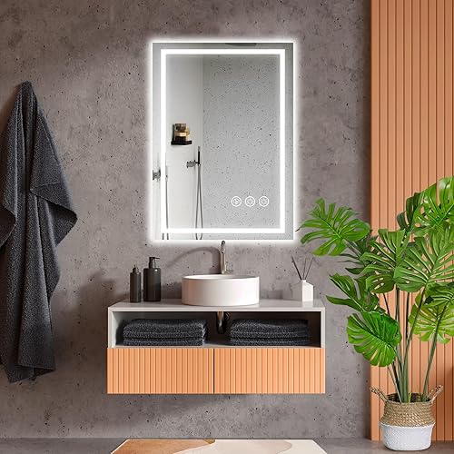Ratsamee Bluetooth Miroir Salle de Bain avec Éclairage 60×100cm, Miroir Mural avec Éclairage Frontal, avec Fonction Antibuée, Dimmable, avec 3 Couleurs Lumière avec Haut-Parleur Bluetooth - Nail Gallerys