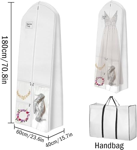 Anlising Housse Robe de Mariée, Sac à Vêtements Robe de Mariée, Housse de Vêtements Long, Respirantes Housses de Vêtements, Housse pour Costume Robe de Mariée Soirée, Robe de Mariée, Costume (Blanc) - Nail Gallerys