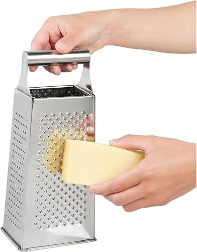 Equinox 517705 Rape 4 Faces en Acier Inoxydable - Râpe à fromage en Inox 4 côtés avec base antidérapante 24 cm - Rape légume manuelle polyvalente : carotte, parmesan, ail, zest - Nail Gallerys