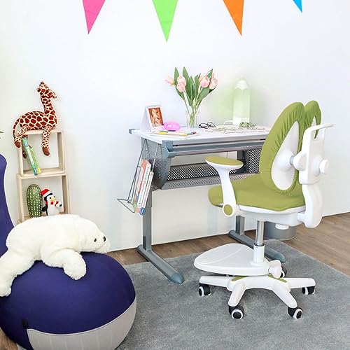 hjh OFFICE 736417 Chaise pour des Enfants Kid Wing Tissu Vert Repose-Pieds pratiquement réglable en Hauteur, pivotant - Nail Gallerys