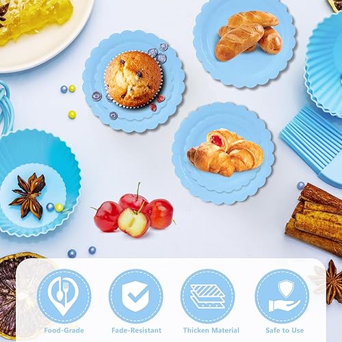 Daover Lot de 50 assiettes en carton festonnées bleu clair de 17,8 cm et 22,9 cm - Assiettes jetables festonnées pour fête d'anniversaire, de mariage, pour 25 personnes - Nail Gallerys