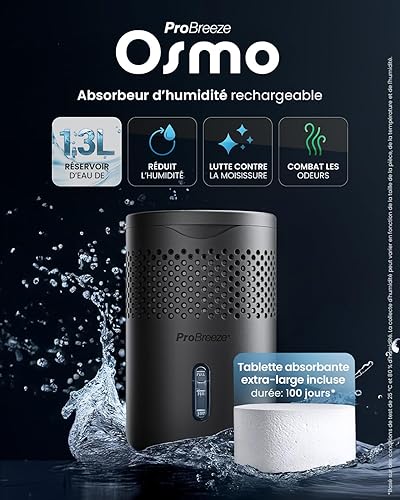 Pro Breeze Osmo Deshumidificateur d Air, Absorbeur d'Humidité – Silencieux & Réutilisable contre l’Humidité – Avec Recharge – Sans Électricité pour Maison Chambre Voiture Salle de Bain - Nail Gallerys