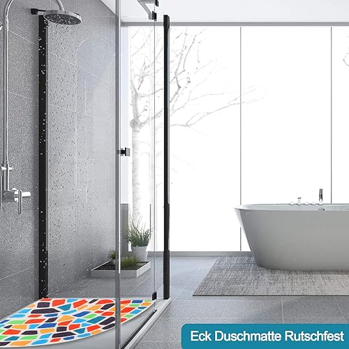 Tapis de Douche d'angle Antidérapant, Tapis de Douche Antiderapant, 60 x 60 cm Tapis de Bain d'angle en Luffa avec Drain, Tapis de Douche en PVC, Antidérapant, pour Douches Intérieures - Nail Gallerys