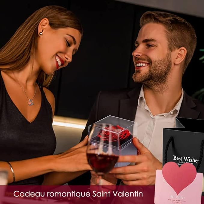 Rose Eternelle ,Conservée Préservés Vraie Rose Fleurs,Rose Stabilisée Rouge,Romantiques Cadeau pour Elle Femme Copine Soeur Noël Saint Valentin Fête Mères Anniversaire Fiançailles Marier Gratitude - Nail Gallerys