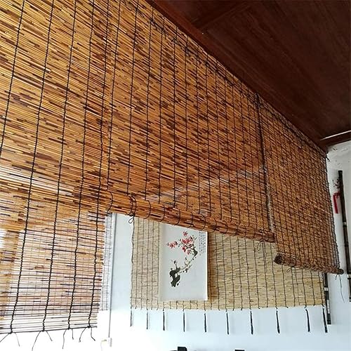 Naturel Rideau Rideau Rideau, Stores De Bambou, Nuances Romaines Romaines, Rideaux Filtres Tissés À La Main, Persin De La Vie Privée pour Fenêtre/Porte-Terrasse Balcon,50 * 120cm - Nail Gallerys