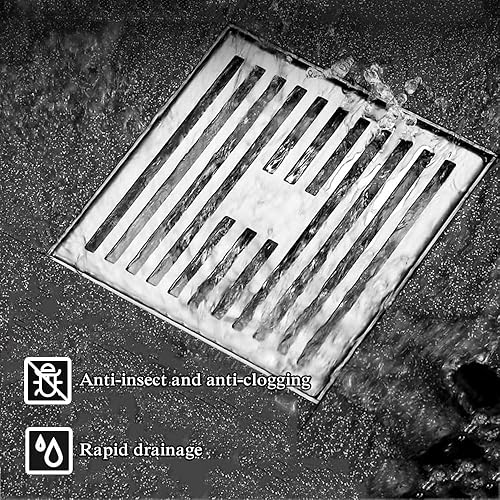 Siphon De Sol Exterieur pour Terrasse Couvercle De Vidange Épais en Acier Inoxydable Anti Retour Fuite d'eau 10x10cm 20x20cm Bain Déchets Gate Égouttoir De Douche(5x30x30cm) - Nail Gallerys