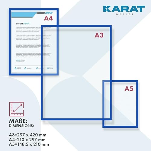 KARAT Lot de 5 cadres magnétiques DIN A3, A4, A5 pour dessins d'enfants, porte-documents, sacs pour photos, cadres photo magnétiques pour panneaux d'offre, porte-feuilles, poche à documents (bleu, A5) - Nail Gallerys