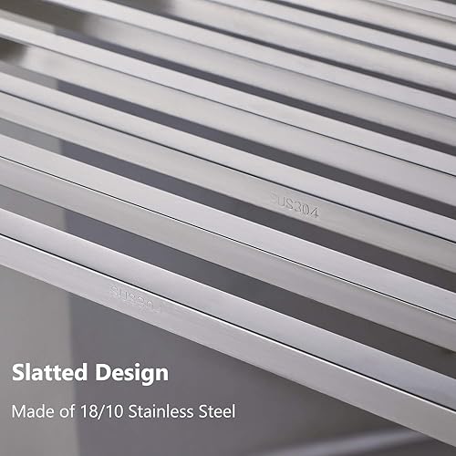 istBoom Support mural pour casseroles et poêles avec 16 crochets, en acier inoxydable, très résistant, design moderne à lattes (61 x 24 cm) - Nail Gallerys