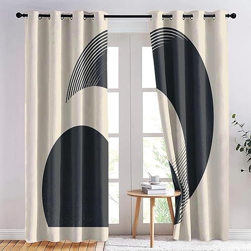 Rideau Salon Occultant Style Bohème - Feuilles Brunes Minimalistes À Œillets 183 x 214 cm pour Chambre Et Cuisine - Isolant Thermique Et Phonique - Nail Gallerys