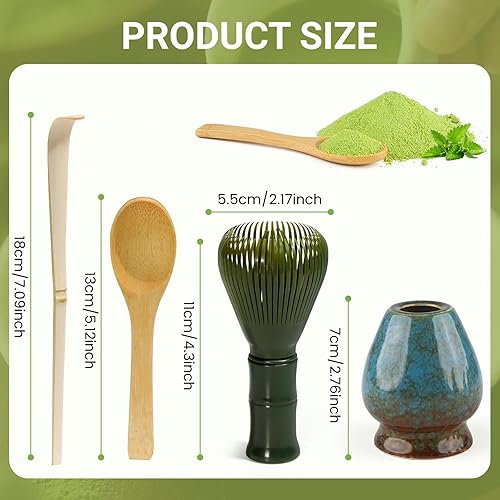 Matcha Kit 4 Pièces Matcha Set, Kit Matcha, Comprend le Fouet Matcha en Résine, Cuillère Traditionnelle, Cuillère à Thé, Support Fouet Matcha, l'ensemble Parfait Pour Préparer, Bleu dégradé - Nail Gallerys