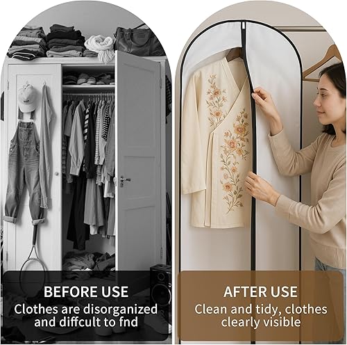 Housse Vetements à Suspendre 4 pièces Blanc Housse robe Longue 120x60cm pour Manteau,Robes,Robe de soirée,Costume - Nail Gallerys