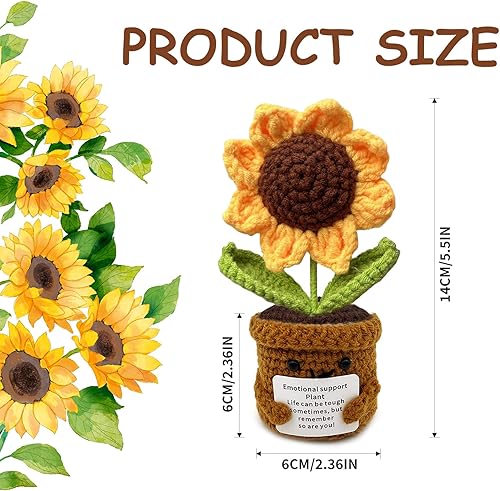 FreeSkill Pocket Hug Tournesol Positif - Petit Cadeau Émotionnel en Laine Crochetée Porte-Bonheur pour Amis Collègues et Moments Spéciaux - Nail Gallerys