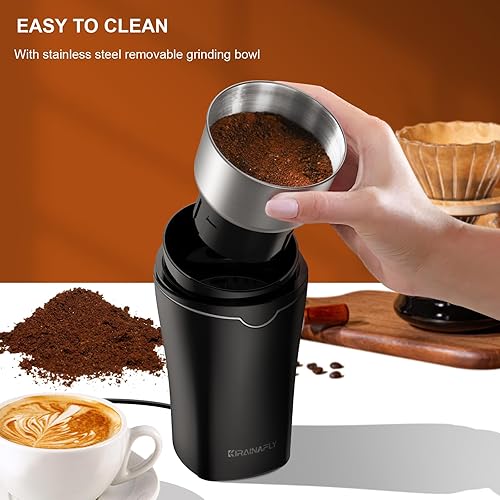 Moulin à café électrique,broyeur cafe grain de 300W pour la cuisine, chambre amovible en acier inoxydable,pour les grains de café, les épices,poivre, les herbes, les graines de lin et les noix,argenté - Nail Gallerys