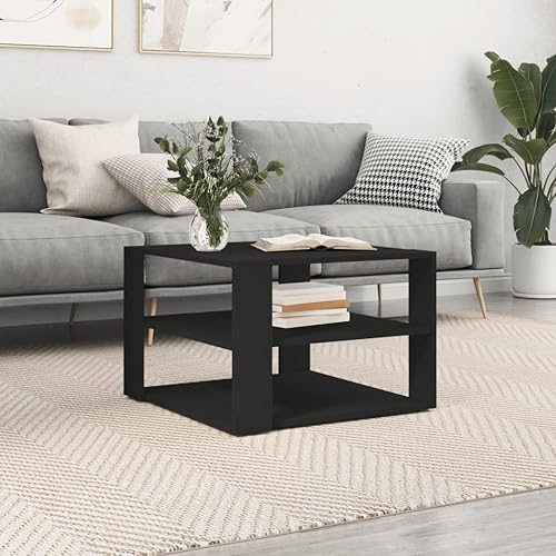 vidaXL Table Basse, Table d'Appoint avec Rangement, Bout de Canapé, Meuble de Salon Salle de Séjour Intérieur, Moderne, Noir Bois d'Ingénierie - Nail Gallerys