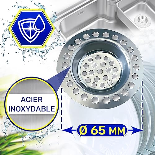 2 Pièces Filtre Evier Cuisine Salle et de Bain Ø 65 mm Fabriqué en Acier Inoxydable - MONTERAL - Nail Gallerys