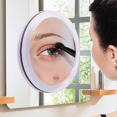 SANTOO 10X Grossissant Miroir avec 3 ventouses de Montage pour Le Maquillage - Sourcils/pincements - Suppression des Points Noirs - Miroir de Maquillage pour Salle de Bain/Voyage - 15cm Rond - Nail Gallerys