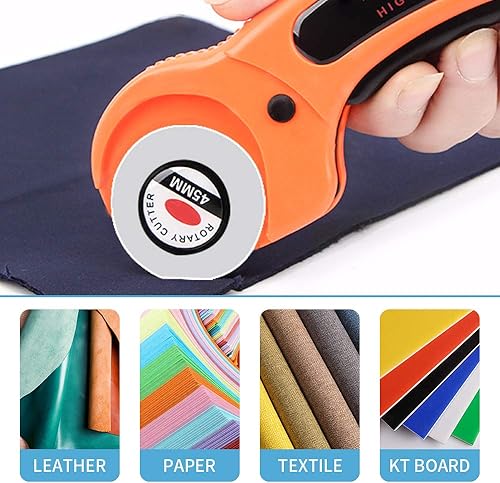 Cutter Rotatif, ZoneYan Roulette Couture Tissu avec Lames Remplaçable(45mm), Couteau Rotatif avec Mécanisme de Protection pour La Couture, Le Patchwork, Le Cuir, Le Tissu, Papier - Nail Gallerys