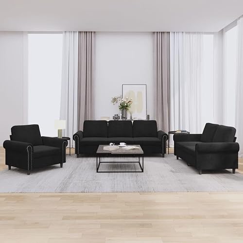 vidaXL Ensemble de Canapés avec Coussins 3 pcs, Canapés avec Accoudoirs, Ensemble de Meubles, Mobilier de Salon, Moderne, Vert Foncé Velours - Nail Gallerys