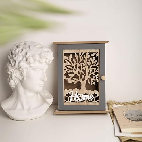 PCXWTLN Boîte à Clés en Bois, Boîte à Clés Rétro avec 6 Crochets à Clés, Organisateur Mural Blanc, Boîte à Clés, Tableau à Clés pour Couloir, Bureau (Évidé) - Nail Gallerys