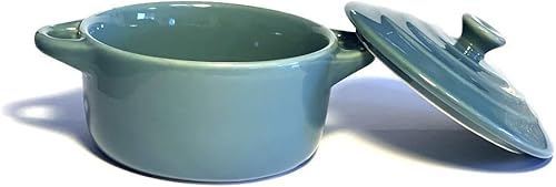 Hobby Tech Lot de 6 Mini Cocottes Grises Céramique Double Poignées avec Couvercle 13,5cm x 8cm Contenance Moule 200ml Ramequin Résistant Haute Température Four pour Petits Plats (Grise, Lot de 6) - Nail Gallerys