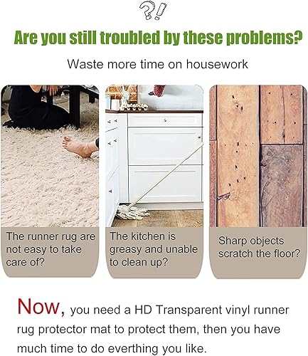 Clear Plastic Vinyl Rug Protector Cover Clear Vinyl Plastic Floor Runner Protector, 60/80/100/120/150cm Wide Non-Skid Waterproof Dustproof Mats, Desk Chair/Stairs/Pets Carpet Protector Mat ( Size : 1x - Nail Gallerys