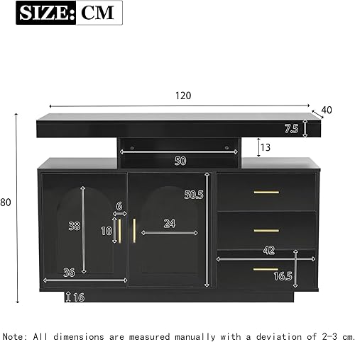 KOMHTOM Buffet de Salle à Manger Meuble de Rangement Blanc Meuble LED Meubles de Chambre à Coucher, Meubles de Salon Modernes avec Trois tiroirs Meubles de Salle à Manger (Blanc) - Nail Gallerys