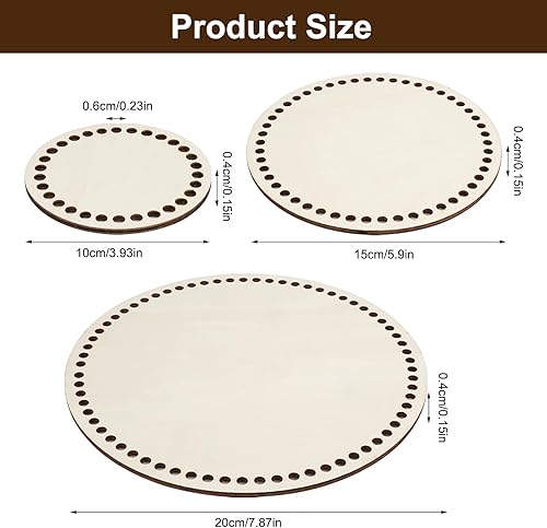 3 Pièces Fond de Panier à Crocheter, 10/15/20cm Fond Panier en Bois Naturel à Crocheter, Cercle Panier en Bois Base pour Bricolage Accessoires Tressage Panier Rangement, Bricolage, Décoration Maison - Nail Gallerys
