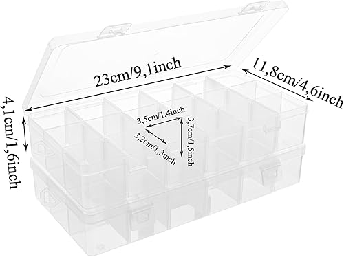 6 pièces Organisateur en plastique avec 18 compartiments réglables 23 x 11 x 4 cm, Compartimentée pour perles, Boîte de Rangement Compartimentée Transparente pour Perles en Plastique - Nail Gallerys