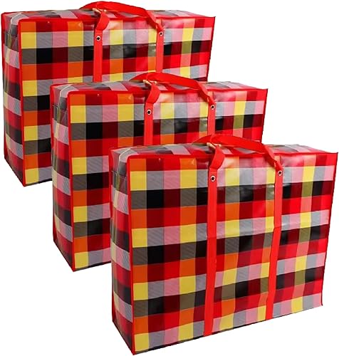 KAV Lot de 3 sacs à linge extra larges – 170 g/m² sacs de rangement imperméables réutilisables avec fermeture éclair et poignée pour voyage, déménagement, plage, emballage de chiffons (90x60x30 cm) - Nail Gallerys