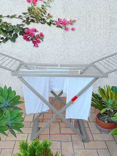 JARDIN202 - Étendoir pliable en résine avec 20 pinces - Étendoir pliable pour balcon pour intérieur et extérieur | Pliable (crème) - Nail Gallerys