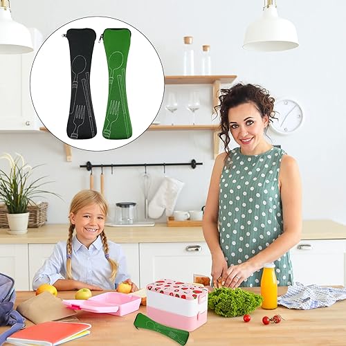 SwirlColor Boite a Couvert Transportable, 2 Pièces Sac à Couverts Vide Longue Boite Couvert a Emporter pour Travail, École, Camping, Pique Nique, Voyage (23.5x6cm/9.3x2.4 Pouces) (Violet et Bleu) - Nail Gallerys