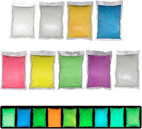 9 Pièces Grain de Sable Lumineux, Gravier Lumineux, Sable poudre Fluorescente, Sable Lumineux Absorbant le soleil, Lumière Durable, Réutilisable, 10g - Nail Gallerys