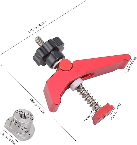 Pince De Maintien, Kit De Pince De Routeur CNC En Alliage D'aluminium à Action Rapide Pour Piste En T, Accessoire De Pinces De Piste à Fente En T Polyvalent Durable Rouge Pour le Travail du Bois - Nail Gallerys