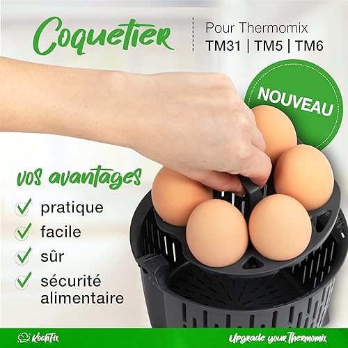 KochFix Support à œufs - Insert Thermomix pour Cuisson œufs - pour Panier Vapeur - Accessoires TM5, TM6, TM31 - Nail Gallerys