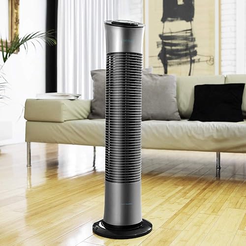 Cecotec Ventilateur colonne numérique EnergySilence 9090 Skyline. 45 W, 40’’, 3 vitesses, Moteur en cuivre, Minuterie, Télécommande (78 cm, Gris-noir) - Nail Gallerys