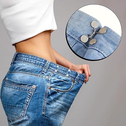 Funngy Serre Taille pour Jean,4 PCS Bouton Jean Clipsable Pince de Taille en Métal Amovible Sans Couture Serre-Bouton Pantalon Trop Large Ajusteur de Taille Réutilisable pour Jeans Pantalons - Nail Gallerys