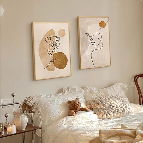 Sarah Duke Lot de 2 posters - Beige - Impression sur toile - Impression sur toile - Asthétique - Sans cadre - Décoration murale - Style bohème - Pour salon et chambre à coucher - 50 x 70 cm - Nail Gallerys