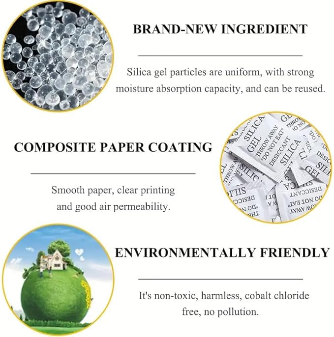 Boolavard Gel de silice - 5 g de sachet de 50 paquets (5 g/50 paquets) | Sac de gel de silice pour chambre, cuisine, armoire, voiture, chambre à coucher, objectifs d'appareil photo, chaussures - Nail Gallerys