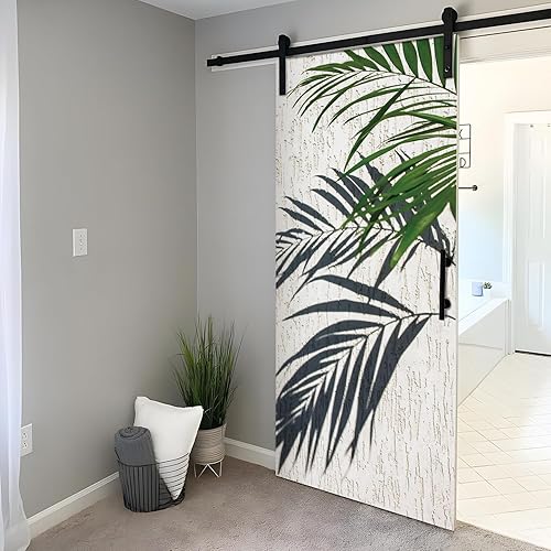 Tizhweqo Stickers Porte Trompe L'oeil Feuilles de Palmier Palmiers Papier Peint Autocollant Porte Pour Chambre Salon Décoration Stickers Muraux Sticker Porte 77x200 cm b5365 - Nail Gallerys