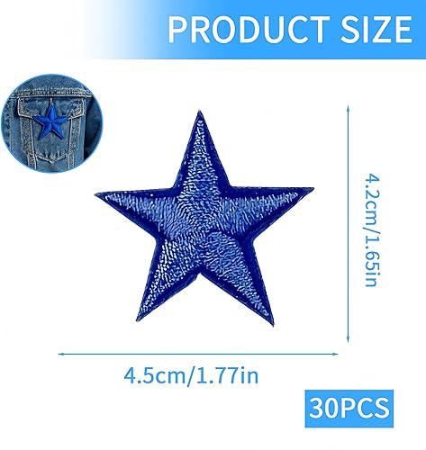 Lot De 30 Patchspatchs Brodés Thermocollants À Coudre Ou À Repasser Pour Vêtements, Robes, Chapeaux, Jeans Bleu Foncé Motif Bleu Foncé Diy Textile - Nail Gallerys