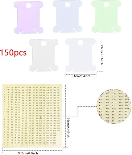 Volumoon 150 Pièces Bobines de Fil à Broder en Plastique, avec Boîte de Rangementavec 24 Grilles et Autocollants Numérotés, Organisateurs de Fils à Broder pour r Bricolage et Accessoires de Rangement - Nail Gallerys