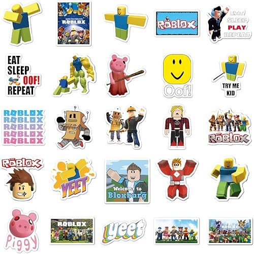 Roblox Autollants Paquet (50 pcs), Jeu vidéo Blox Stickers en Vinyle pour Ordinateur Portable pour Bouteille d'eau, Snowboard, Bagages, Motos, iPhone, MacBook, Mur - Nail Gallerys